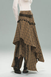 Layered Plaid Maxi Skirt - My Store