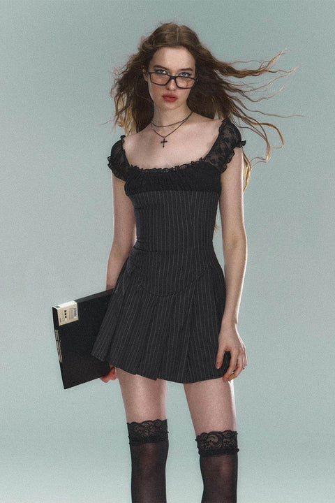 Pinstripe Lace Dress - My Store