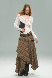 Layered Plaid Maxi Skirt - My Store