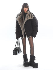 American Retro Large Fur Collar Coat