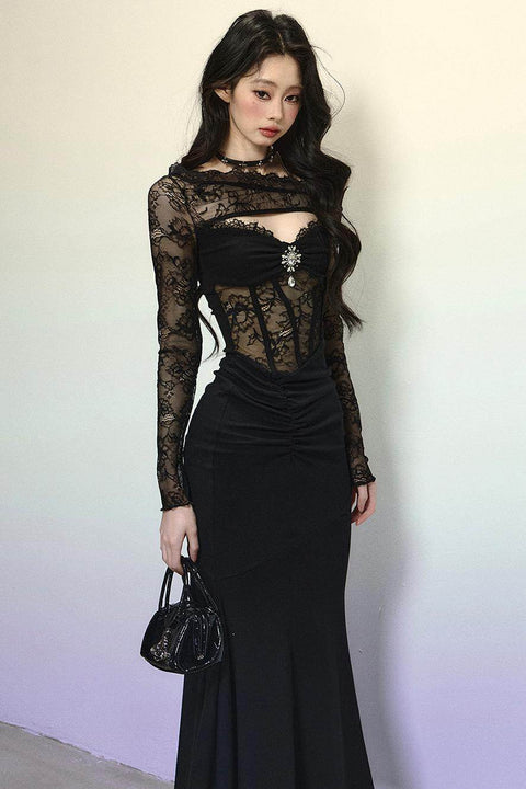 High-Quality Lace Evening Dress - My Store