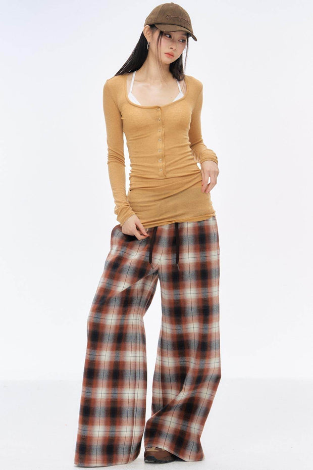 Plaid Wide Leg Pants - My Store