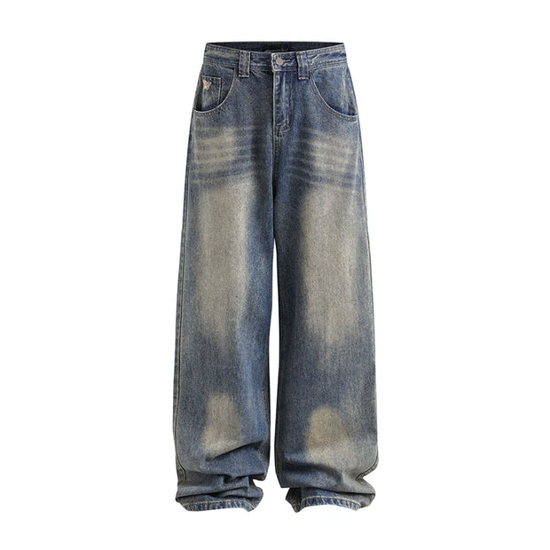 Washed Wide Leg Denim Jeans