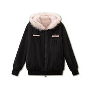 Reversible Black and Pink Warm Fur Coat - My Store