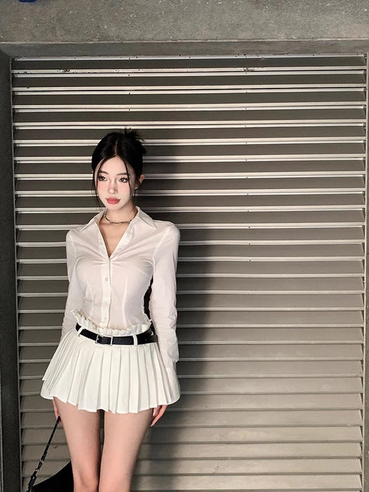 Belted White Skirt