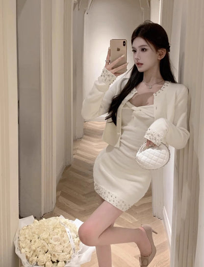 Snow Dress & Cardigan Set