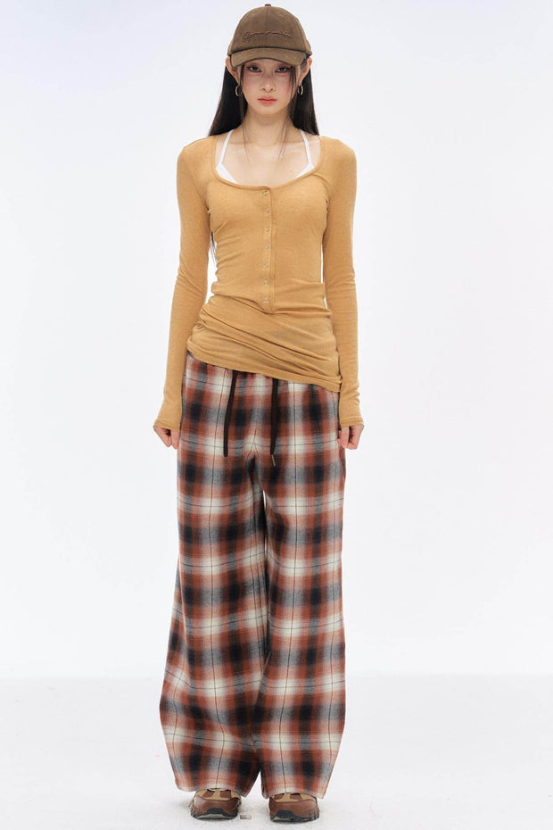 Plaid Wide Leg Pants - My Store