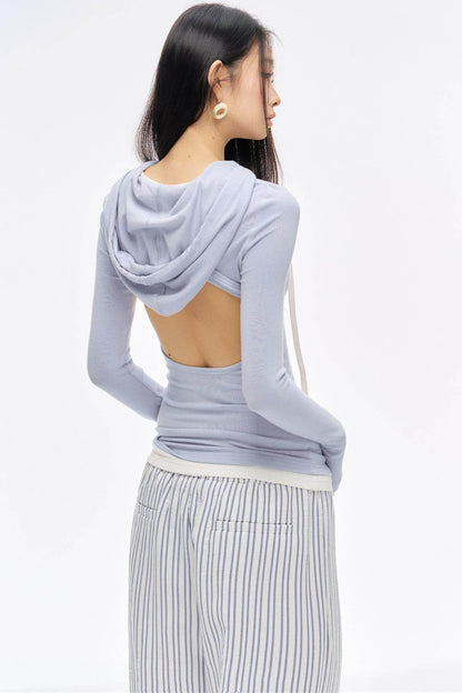 Backless Layered Hood Top - My Store