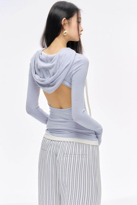 Backless Layered Hood Top - My Store