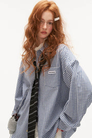 Temperament Plaid Shirt With Tie - My Store