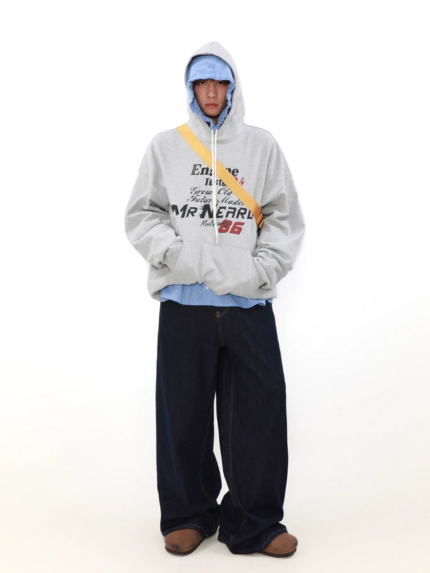 Letter Print Oversize Pullover Hoodie