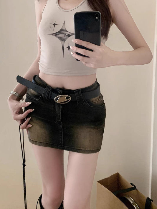 Fade Wash Denim Skirt