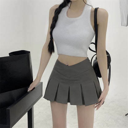 V Cut Pleated Skirt