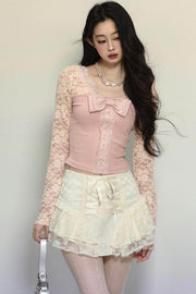 Ballet Aesthetics Irregular Lace Skirt - My Store