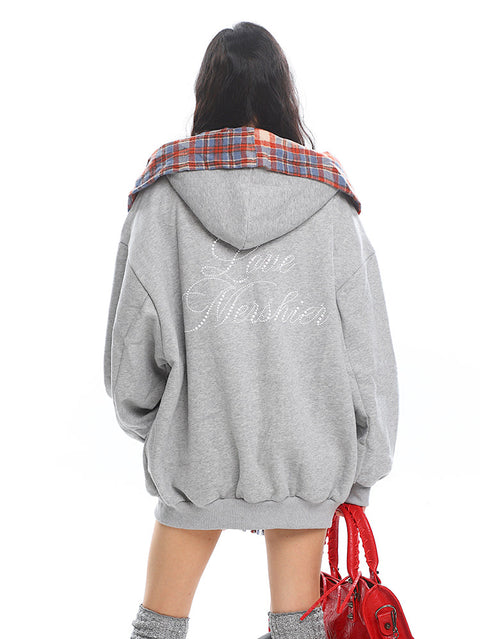 Retro Two Piece Plaid Hoodie