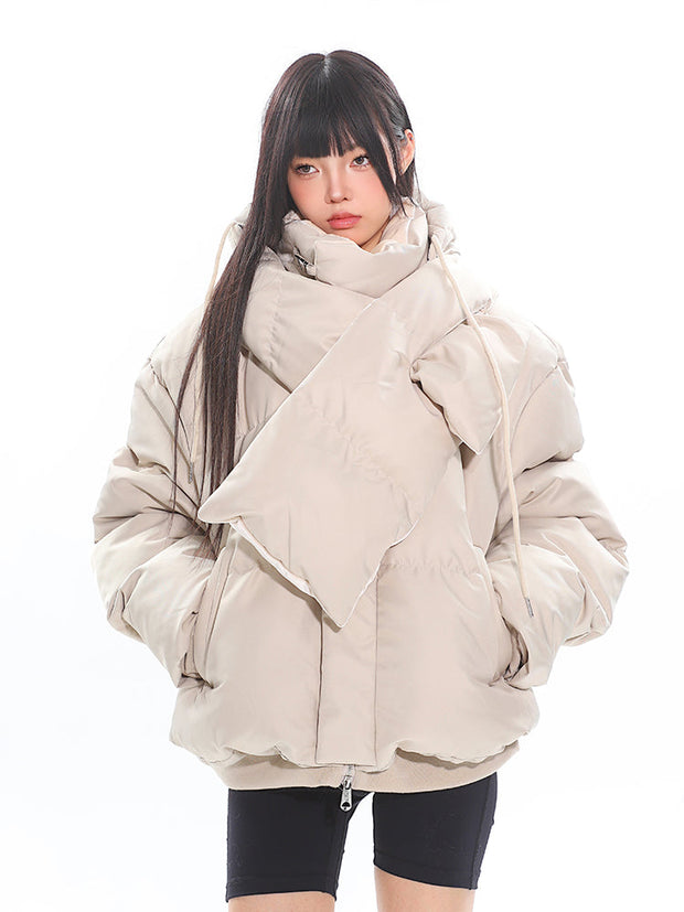 Hooded Scarf Cotton Jacket