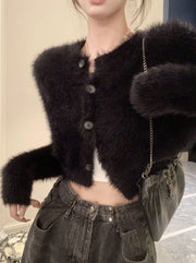 Cropped Fur Cardigan