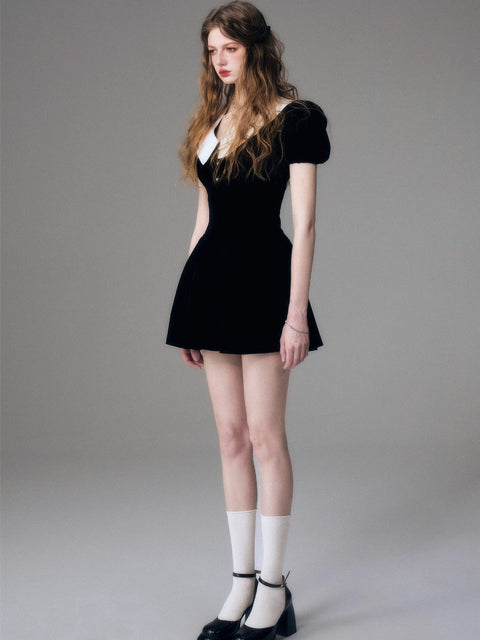 Velvet Doll Collar Dress