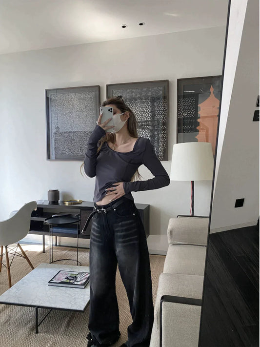 Vintage Black Wide Leg Jeans