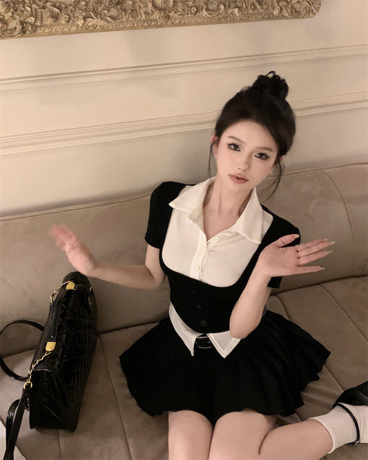 White Blouse With Black Accent Top