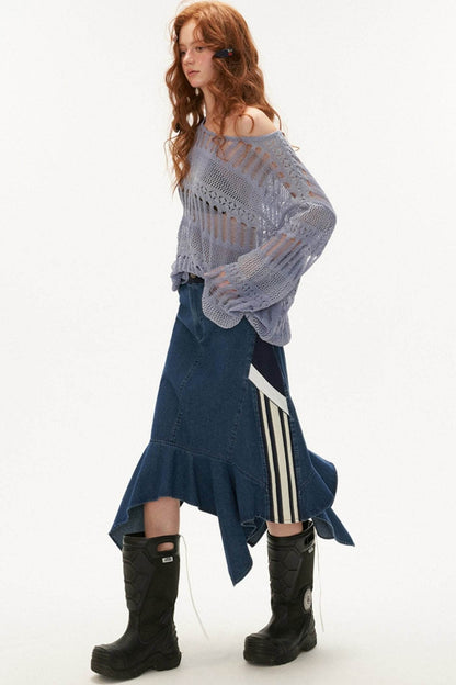 Vintage Irregular Denim Skirt - My Store