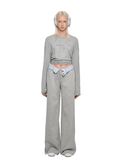 1Jinn Studio Patchwork Wide Leg Sweatpants - My Store