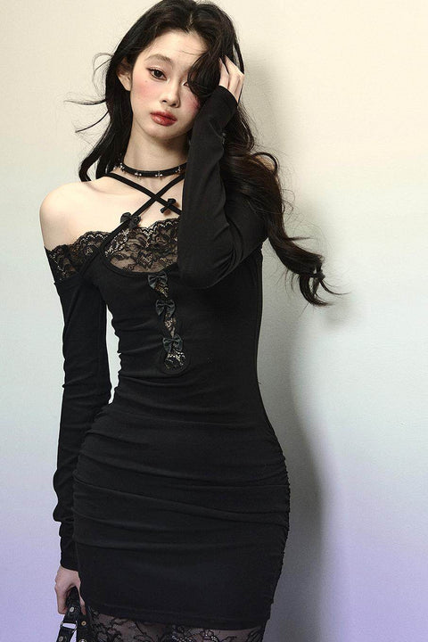 Elegant Lace Halter Long Dress - My Store