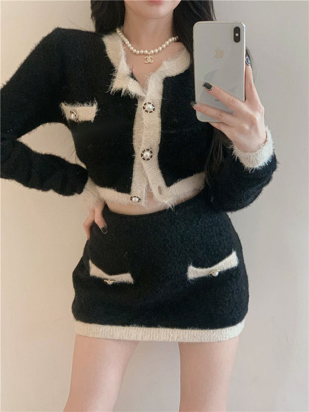 Soft Cashmere Knitted Top & Skirt Set