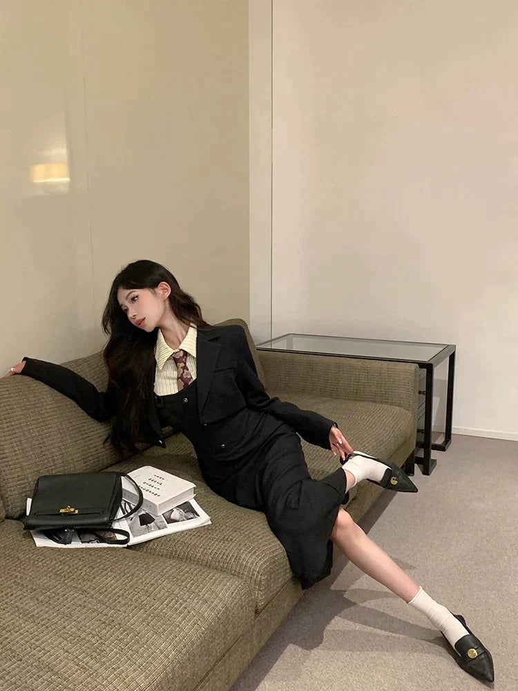 Blazer Jacket & Long Dress Set