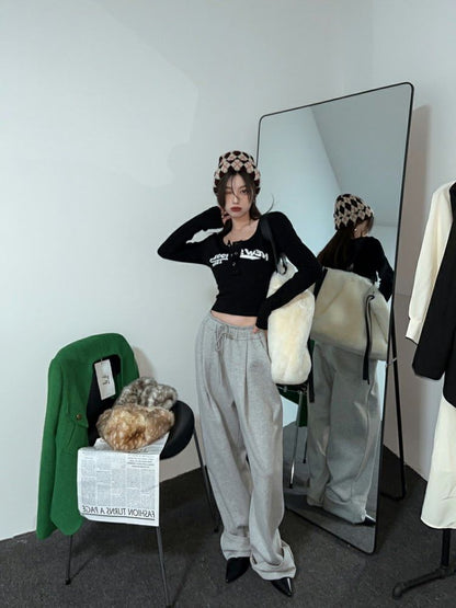 Vintage Cropped Long Sleeve Top