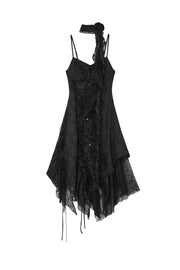 Lace Patchwork Drawstring Dress - My Store