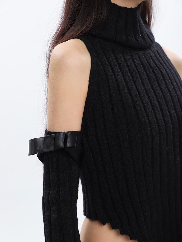 Long Sleeve Turtleneck Bow Top
