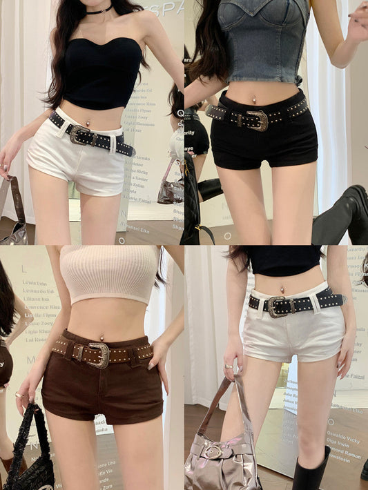 Low Waist Shorts & Buckle Belt