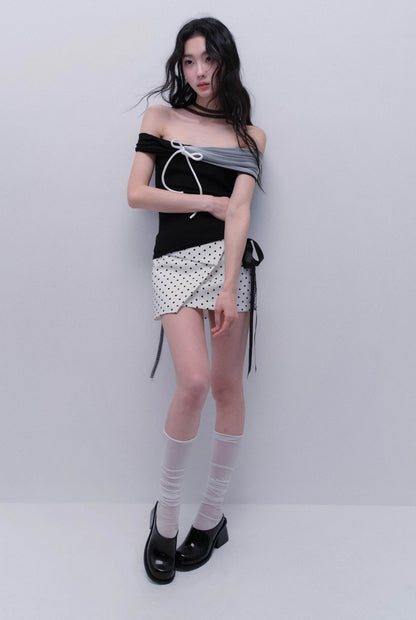 Fragile Heart Black and White Accent Top - My Store