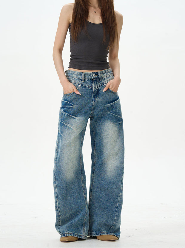 Medium Wash Wide Leg Skater Jeans
