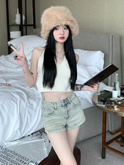 Zipper Back Pocket Shorts