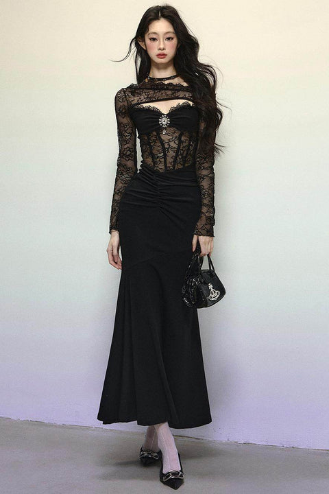 High-Quality Lace Evening Dress - My Store