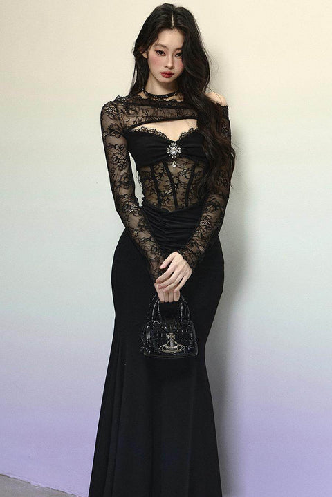 High-Quality Lace Evening Dress - My Store