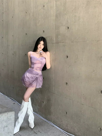 Lilac Top & Skirt Set