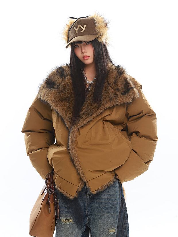 American Retro Large Fur Collar Coat