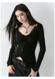 Via Pitti Lace Long Sleeve Top - My Store