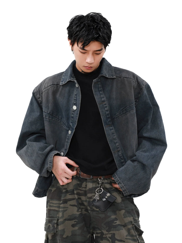 Clean Fit Patchwork Short Denim Jacket