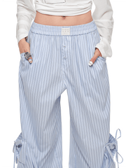 1Jinn Studio Blue & White Wide-Leg Utility Pants - My Store