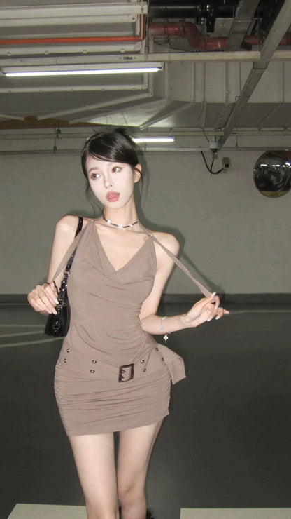 Brown Belted Dress
