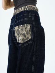 Camo Lined Wide Leg Jeans