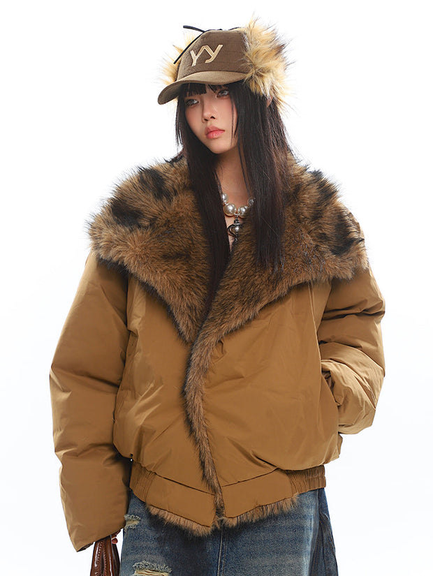 American Retro Large Fur Collar Coat