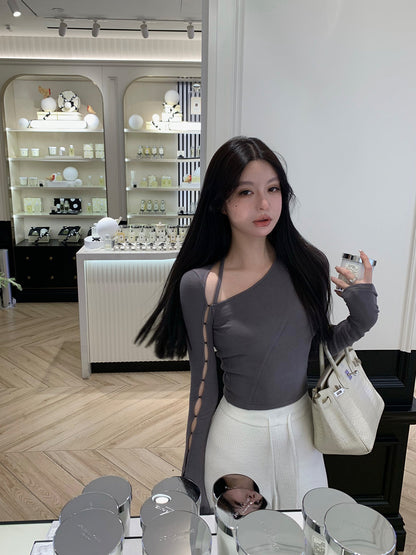 Hollow Slim Long Sleeve Top