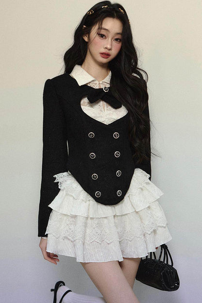 White Lace Fitted Short Dress - My Store
