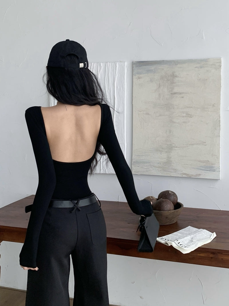 Backless Long Sleeve Top
