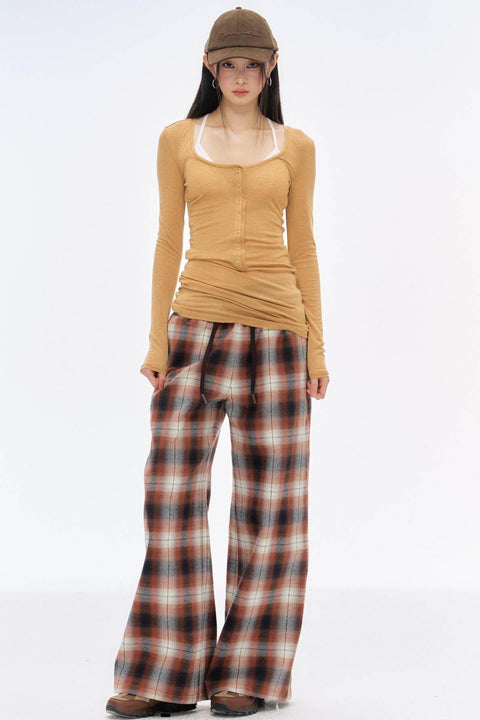 Plaid Wide Leg Pants - My Store